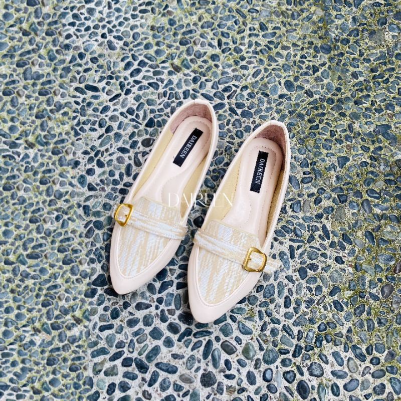 Dinda sepatu wanita flatshoes shisilya model kekinian 2023 warna krem ukuran 37-40