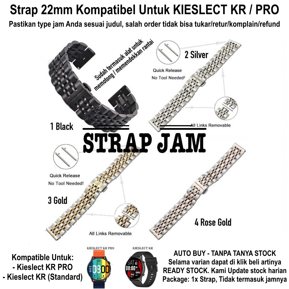 Dual Steel Stainless Strap 22mm Kieslect KR Pro - Tali Jam Tangan Metal