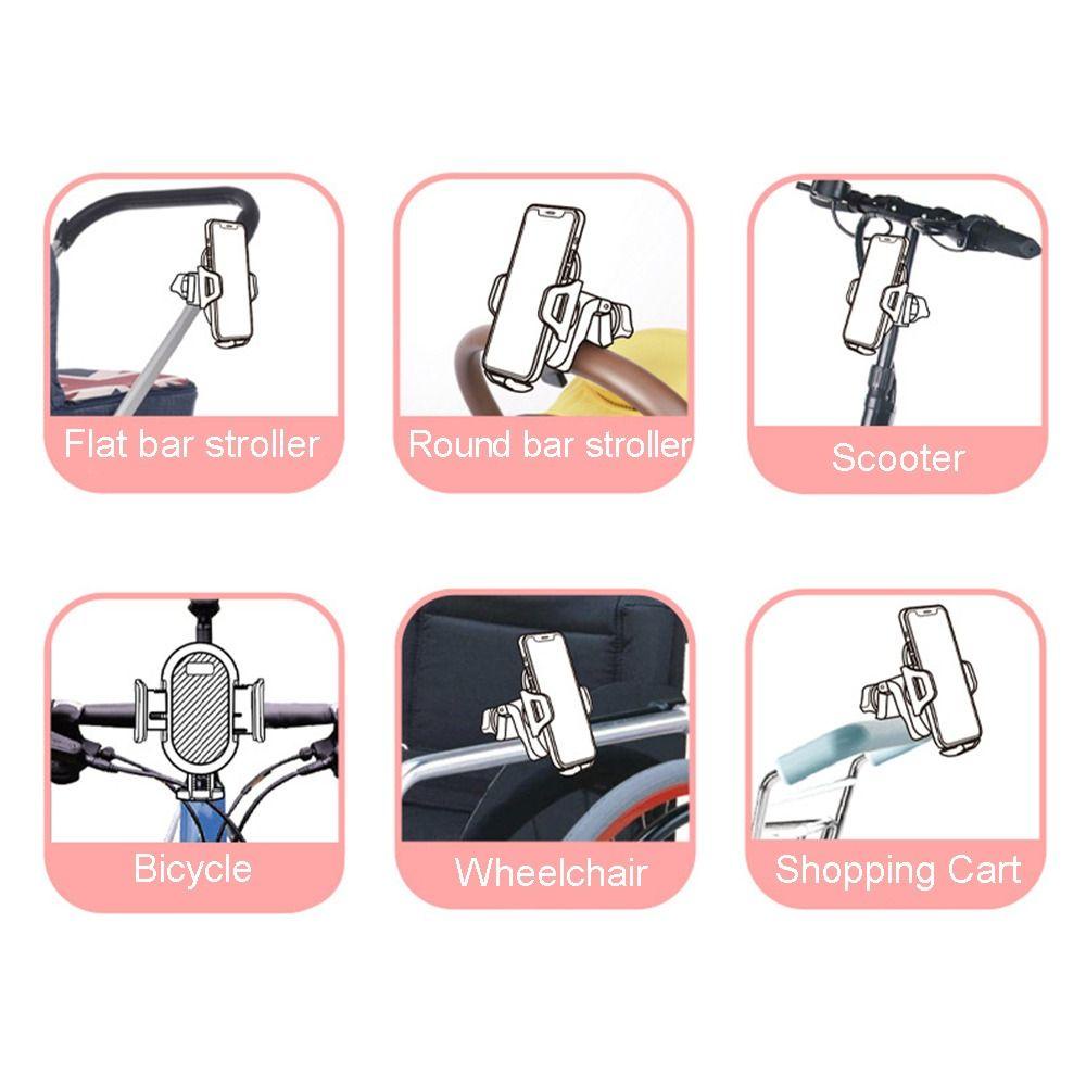 REBUY Rebuy Aksesoris Kereta Dorong Bayi Anti-Slip Kereta Smartphone Dukungan Adjustable Penjepit Navigasi Bracket Sepeda Telepon Berdiri Pram Keranjang Phone Holder