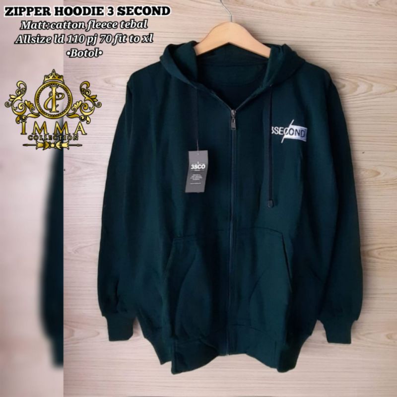 Hoodie Lengan Panjang Polos Bordir 3 Second All Size || Zipper Hoodie