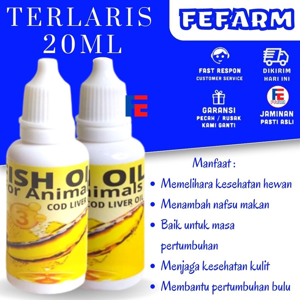 Minyak Ikan 100% Fish Oil 20ml Kucing Dan Anjing FEFARM