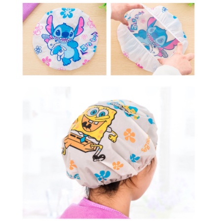 Shower Cap Karakter - Topi Mandi Topi Keramas Karakter Cartoon Penutup Kepala Karakter Kartun