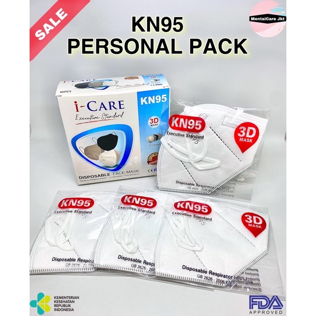 Masker KN95 i-Care 3D KN95 Personal Pack Cover Sablon 100% Original Masker Earloop
