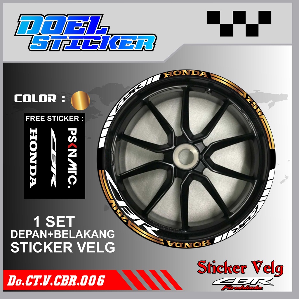 Stiker Cutting Velg CBR 150 Racing Lis List Variasi Custom Set Depan Belakang Doel 006