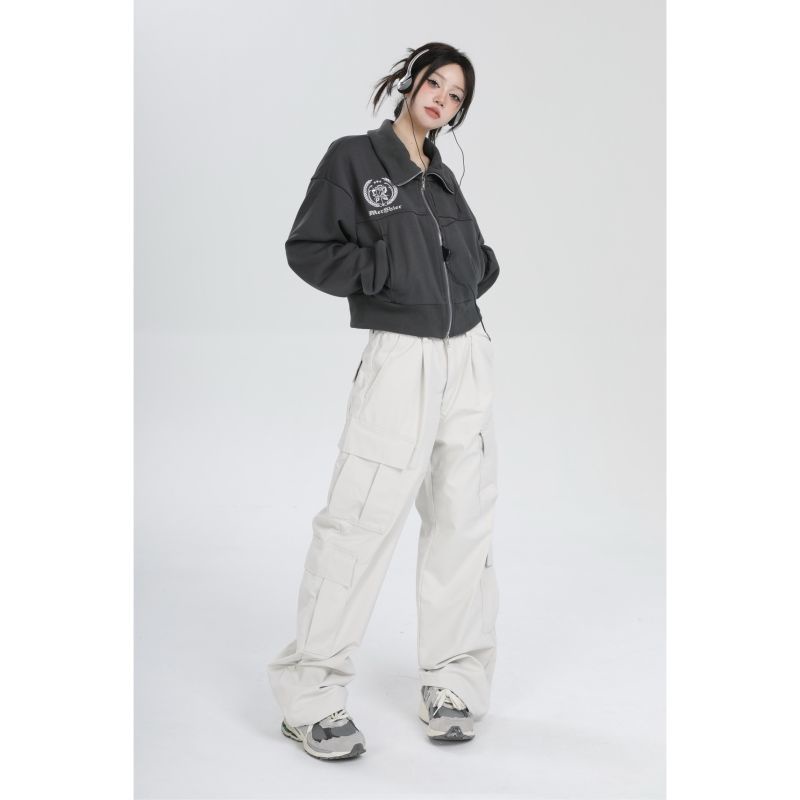 COD##vintage jacket/Jaket turtleneck kerah polo pendek untuk wanita