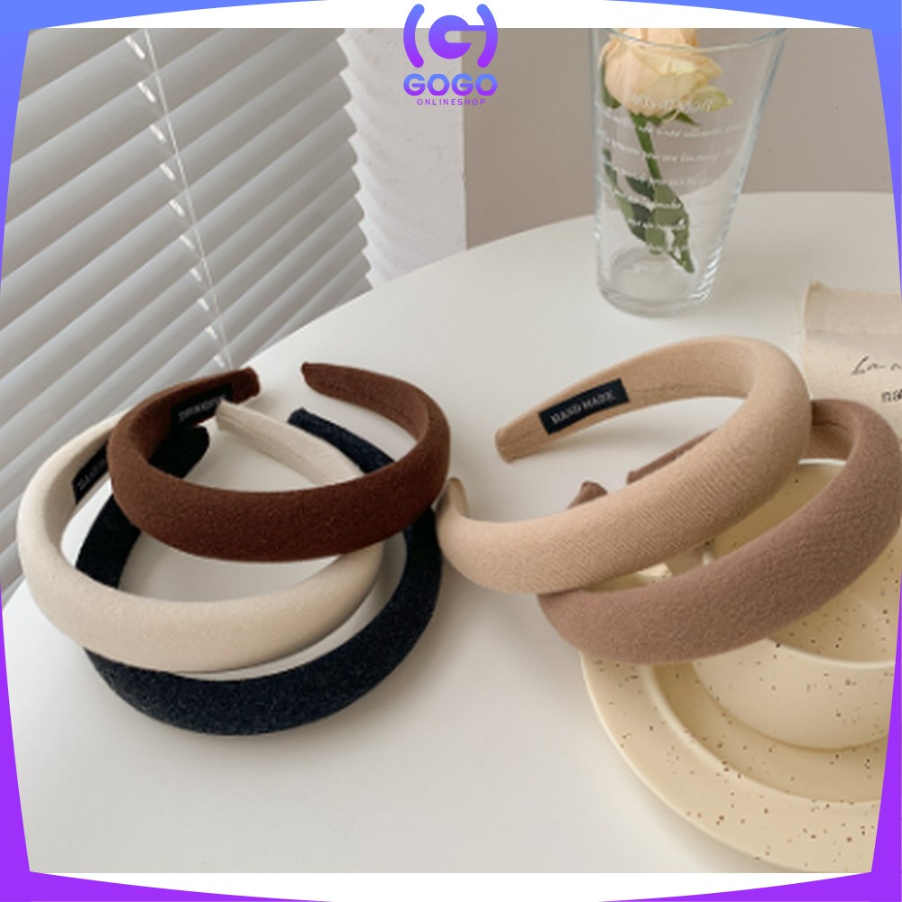 GOGO-C726 Bando Korea Wanita Bahan Kain Motif Polos Tebal Empuk Warna Pastel / Korean Cloud Headband Lembut Aksesoris Rambut Cewek Kekinian