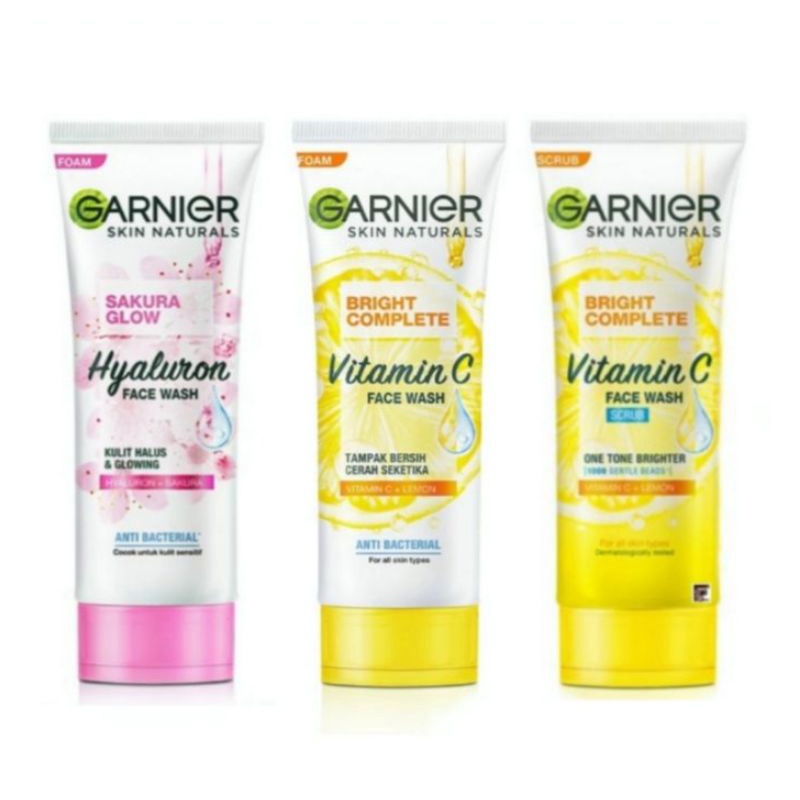 GARNIER FACE WASH  BRIGHT COMPLETE VITAMIN C | SCRUB | SAKURA GLOW 100ML