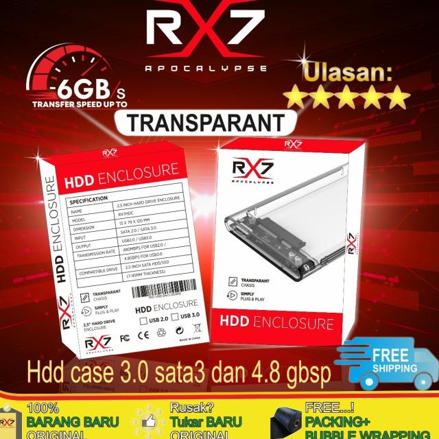 RX7 SSD Enclosure 2.5" SATA USB 3.0 External Case