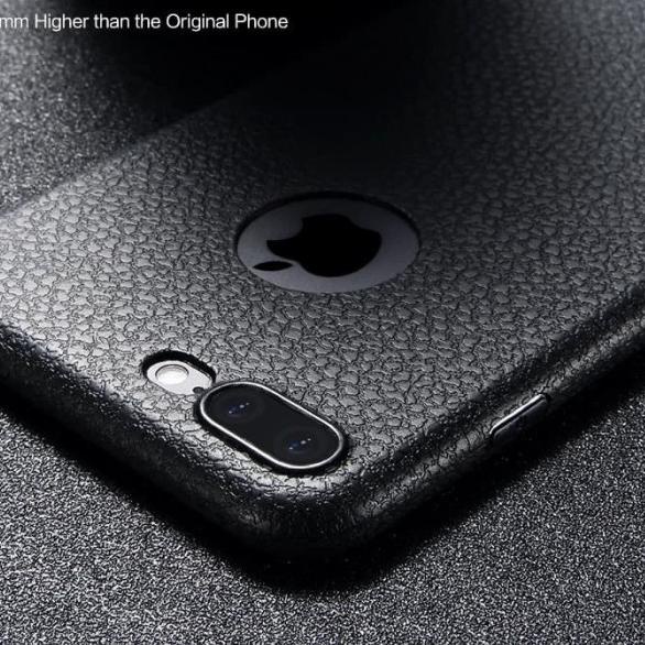 SOFTCASE JELLY LEATHER CASE IPHONE 6/6PLUS 7/7PLUS CASING IPHONE 7 - Hitam, iPhone 8