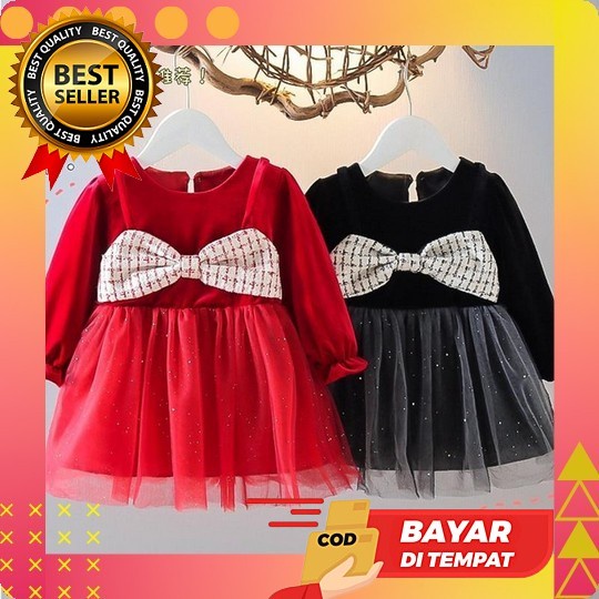 Dress Anak Perempuan Casual Korean Style Bahan Import Premium Umur 10-14 Tahun Dres Pesta Natal Anak