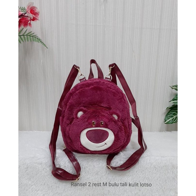 Tas Ransel M Lotso Toy Story Bulu Tali Kulit Boneka Karakter