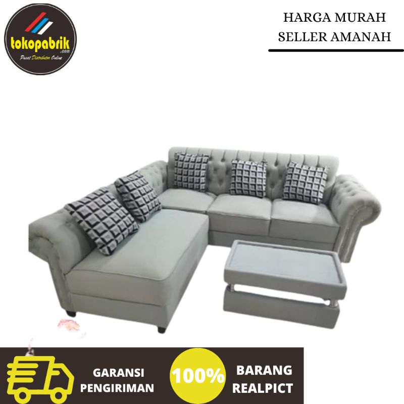 Sofa L Putus Bahan Oscar dan Spron  Minimalis Modern / Sofa Tamu Terlaris Kursi Tamu Termurah Subang