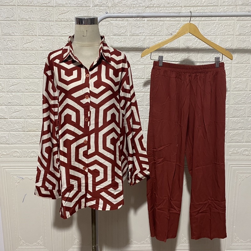 SETCEL RAYON MOTIF ONE SET JUMBO STELAN ZARA MUSLIMAH KANCING BUMIL BUSUI MODELLANO FULLO