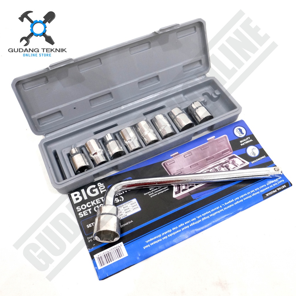 Kunci Shock 1/2&quot; Segi 6 SET 10pcs 8-24mm 1740-010 BIG TOP / Socket Sock Sok Wrench Set 1740 010 HASSTON BIG TOP