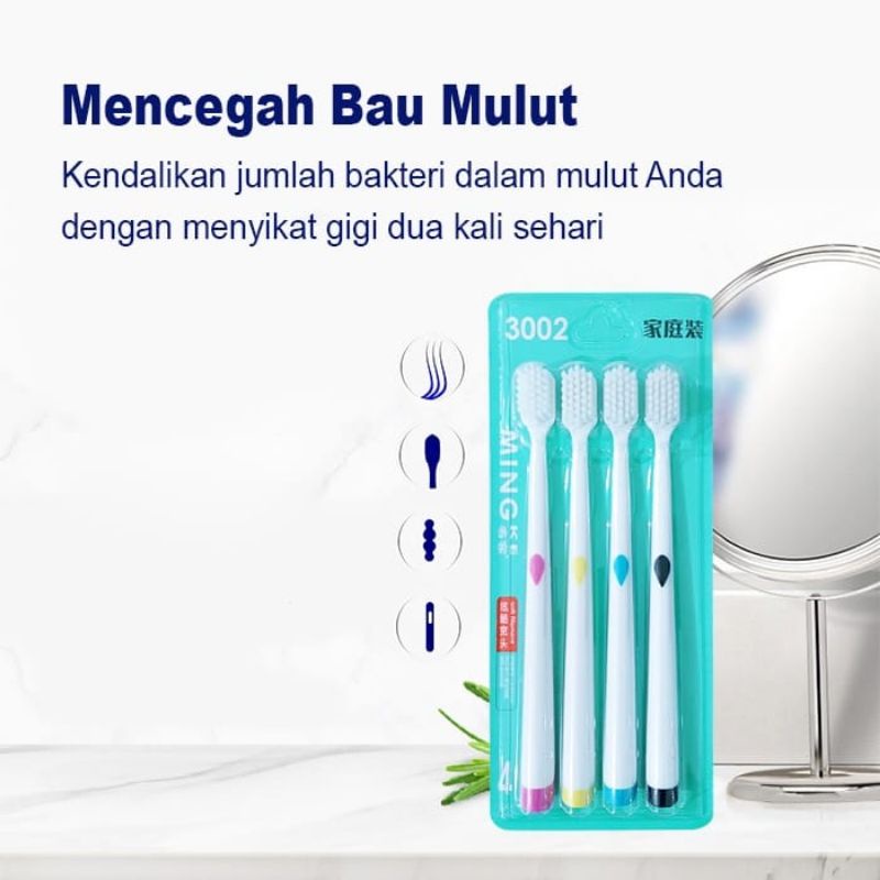 Medan Termurah isi 4 Sikat gigi anak remaja-Dewasa Sikat gigi lembut