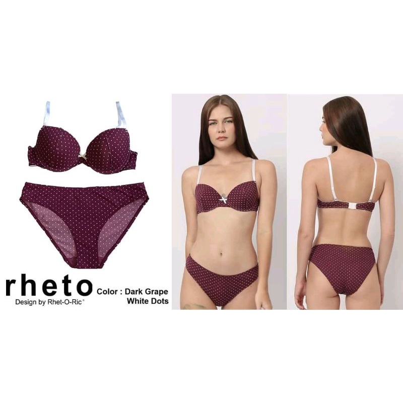 Bra set Rheto dark grape DOT white
