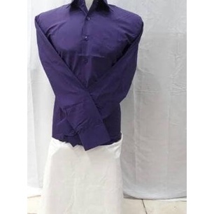 kemeja pria ungu tua/ungu terong polos lengan panjang bahan katun.