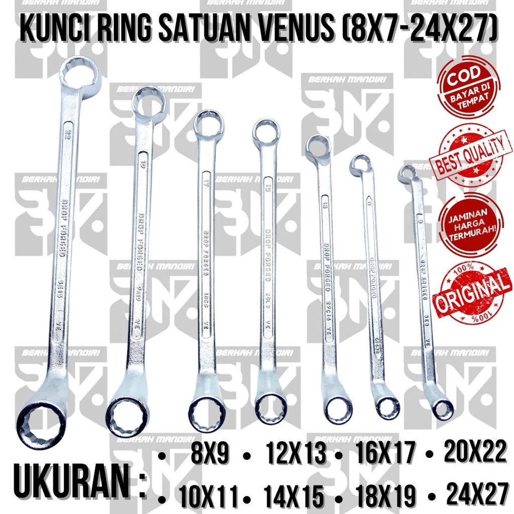 KUNCI RING VENUS SATUAN UK 8x9 10x11 12x13 14x15 16x17 18x19 20x22 24x27