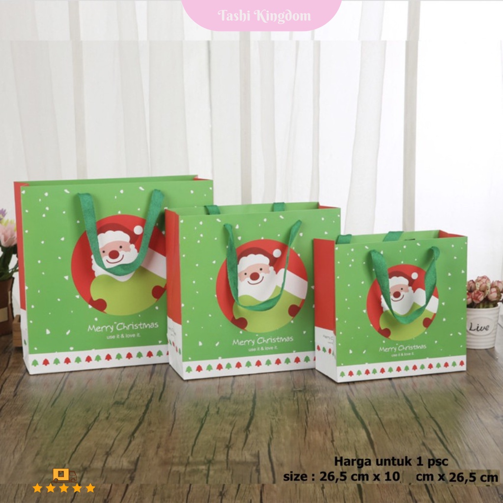 

Kantong christmas natal , kantong bingkisan hampers natal , paper bag santa x'mas , kantong hadiah hampers natal