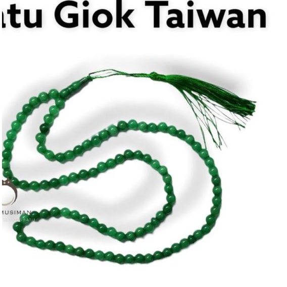 Tasbih Batu Giok Hijau Asli Natural 99 Butir - Giok Taiwan