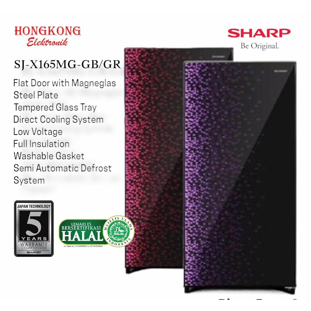 KULKAS SHARP 1 PINTU SJ-X165MG/ SJ-X167MG