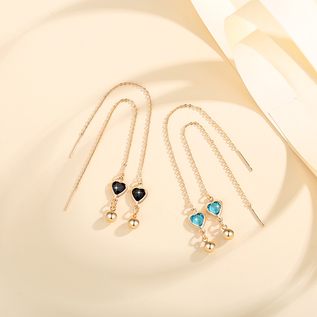 Y850 [COD✔]Anting Menjuntai Warna Bentuk Hati Bahan Anti Korosi Untuk Wanita Korean Premium