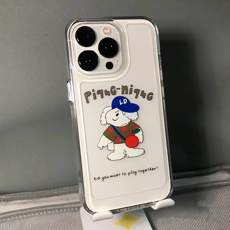 IPHONE Soft Case Anjing Lucu Kompatibel Untuk Iphone14 13 12 11 Pro XS Max XR X8 7 Plus Casing Ponsel Silikon Transparan TPU Shockproof Cover