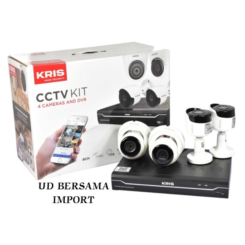 KRIS Set CCTV AHD 4 Kamera 1080P H265 8CH/Kamera CCTV