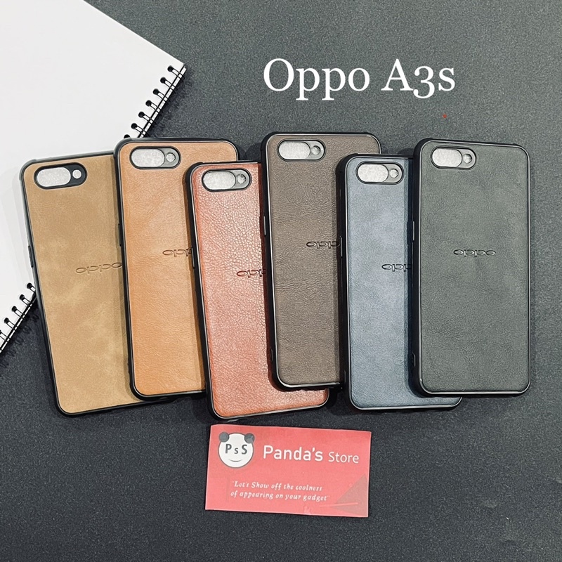 Leather Case Oppo A3s Softcase Kulit Elegan Casing Slim Fit