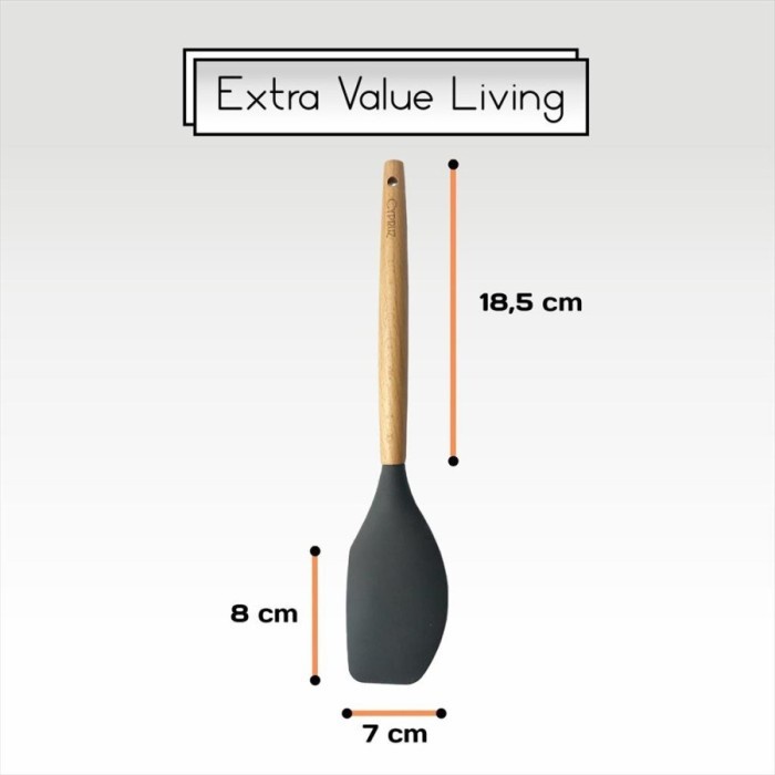 Cypruz AM-0937-AU Kitchen Tool Silicone Spatula Silikon Gagang Kayu