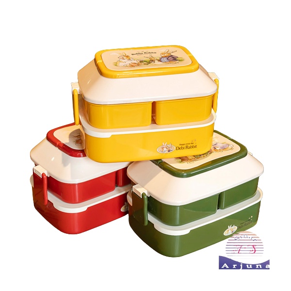 LUNCH BOX SET 2 LAYER/ KOTAK BEKAL ANAK 2 SUSUN GAYA KOREA/ LUNCH BOX KEKINIAN