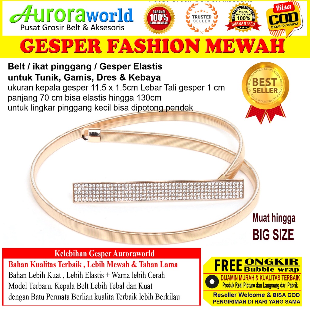 AURORAWORLD  IKAT PINGGANG FASHION ELASTIS GESPER DRESS BELT TERBARU UNTUK GAMIS TUNIK BISA COD