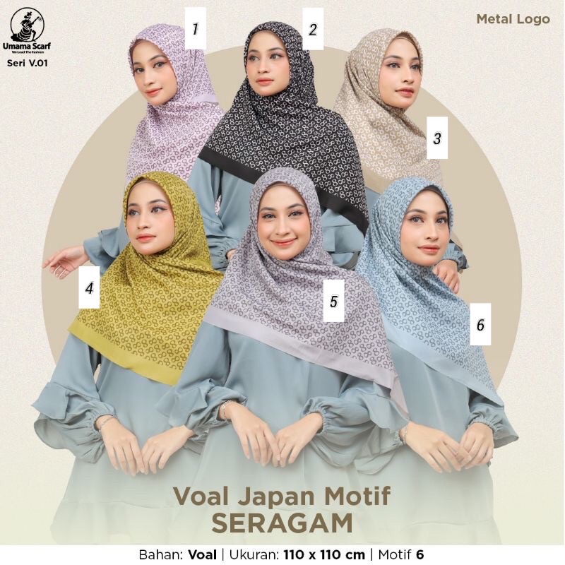 (PART 1) SEGIEMPAT VOAL JAPAN MOTIF METAL LOGO UMAMA SCARF