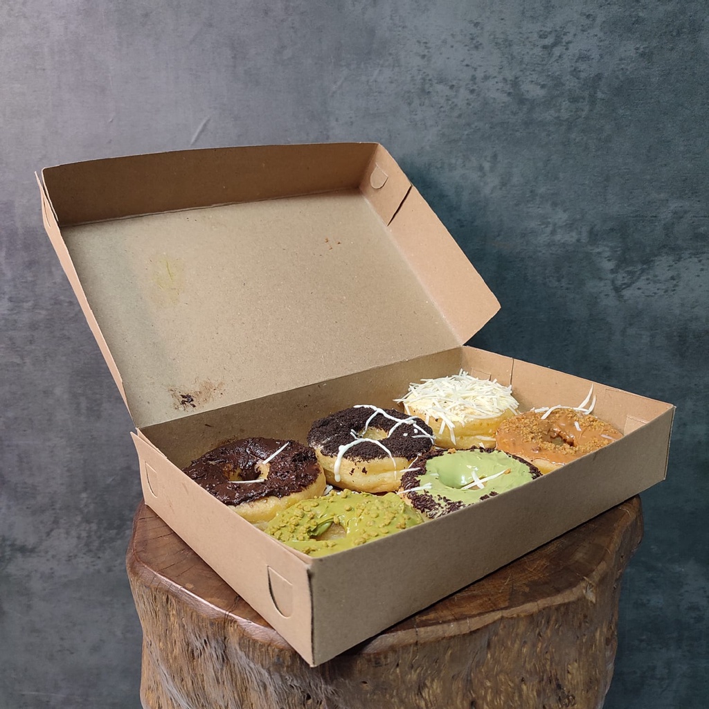

Eceran_Box donat isi 6 kraft laminasi packaging donat dus kemasan donat