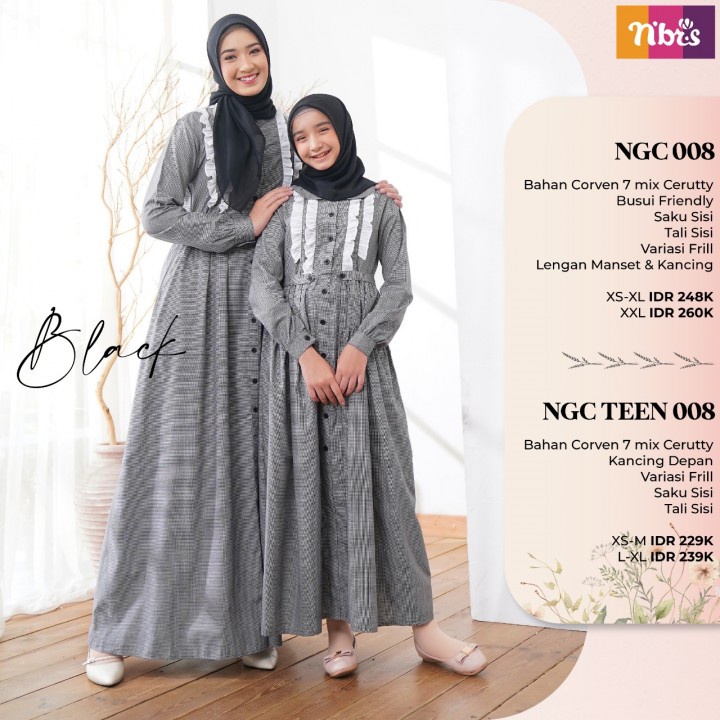 Gamis Couple Ibu Anak NGC 008 - NGC TEEN 008 / Fashion Muslim Gamis Couple Nibras Terbaru 2023