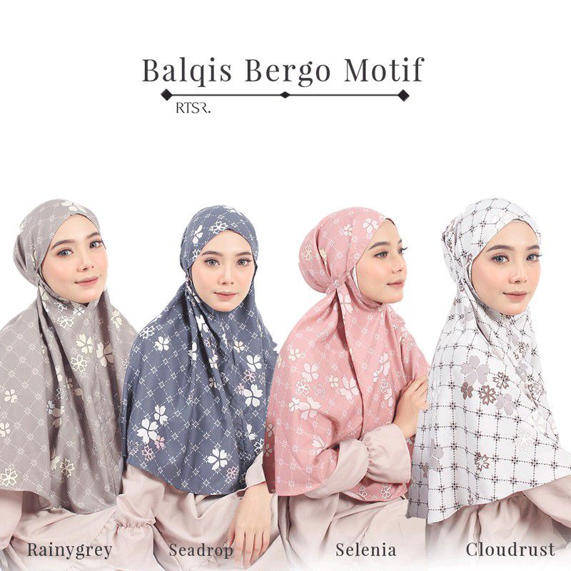 Bergo motif. Jilbab tali. Jilbab motif