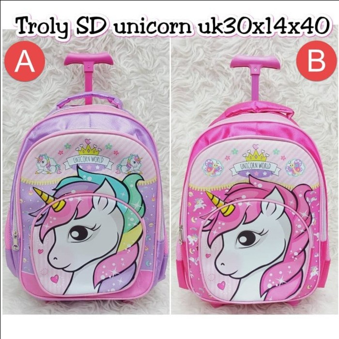 Tas Koper Troli Sd Unicorn Kepala Tas Koper Anak Trolley Backpack School