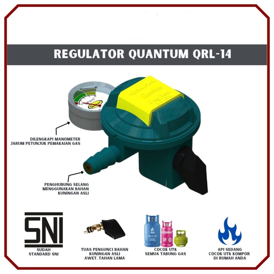 Regulator Gas Quantum QRL 14 Regulator Tekanan Rendah Dengan Meteran