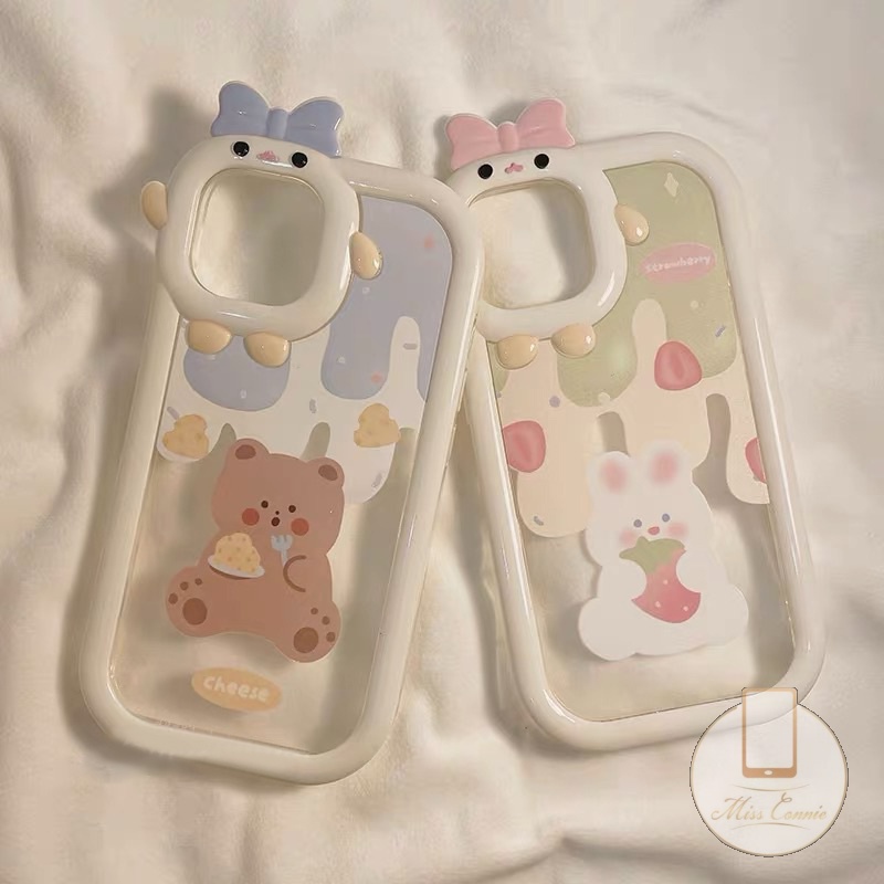 3d Bow-knot-knot Little Monster Lensa Soft Casing Redmi 10C A1 A1+ 9 10 10A 9C 9C NFC 9T 9A 11LITE Note 11 10 9 8 11Pro+ 9Pro 11s 10s Lucu Kartun Beruang Kelinci Shockproof Soft TPU Case