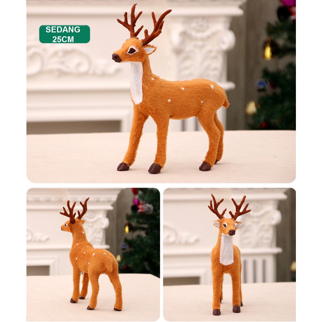 Pajangan Rusa Hiasan Dekorasi Natal Christmas Santa Deer Dekorasi Meja Rumah Nuansa Xmas Reindeer