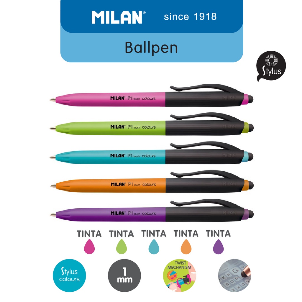 

[Zada] Milan Ballpen P1 Stylus Colours Assorted 1mm (1 Pcs) #1765921