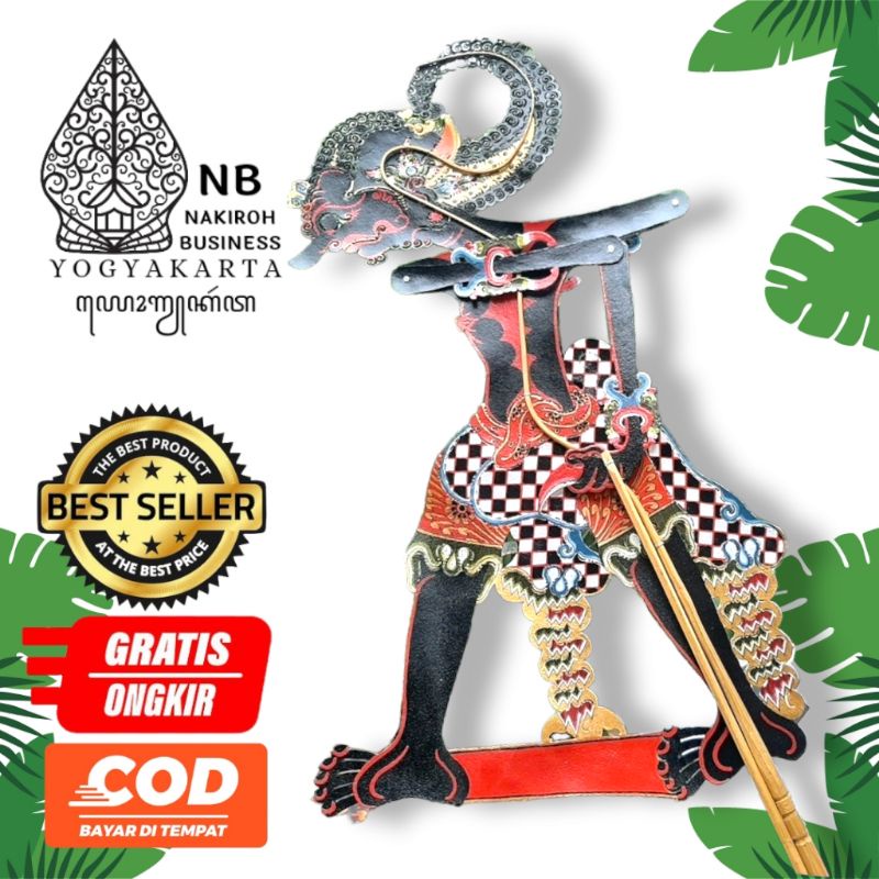 NAKIROHBUSINESS WERKUDARA GAGRAK JOGJA -+ 60cm Wayang Kulit Werkudara/Bima Gagrak Jogja Hitam