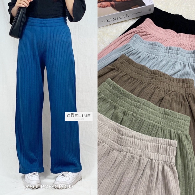 Celana Kulot Knit HighWaist Korean Styles - Celana Kulot Wanita Premium/ 356-6877