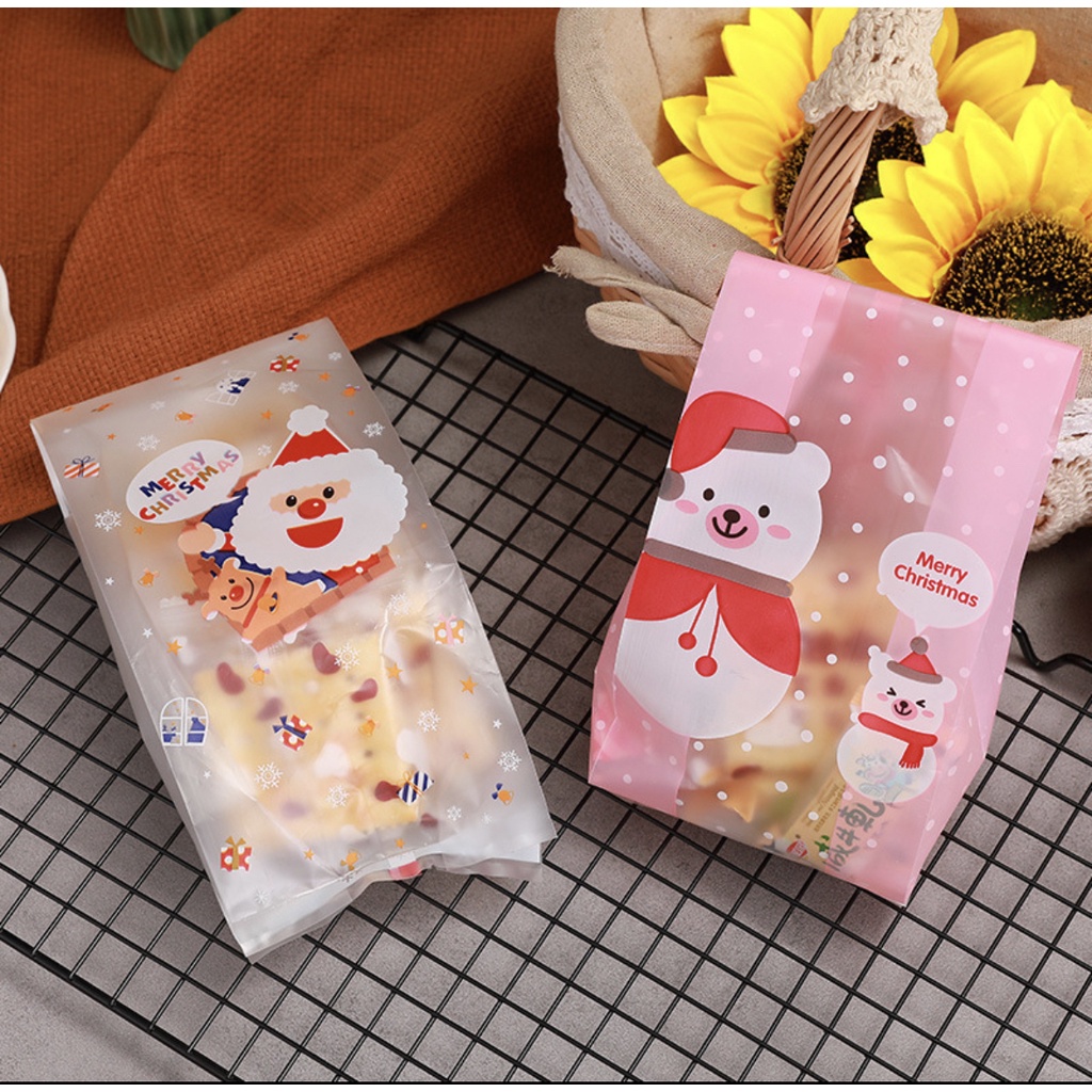 5pcs Kantong Kue Natal Cookies Bag Kantong Kemasan Permen Snack Gusset GL GXXL