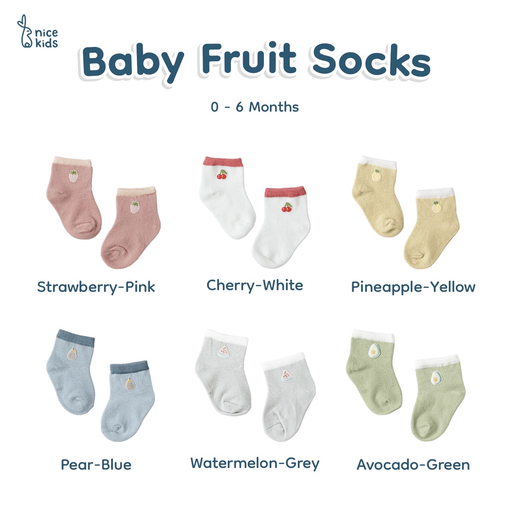 Nice Kids - Baby Fruit Socks (Kaos kaki Bayi Dua Warna 0-6 Bulan)