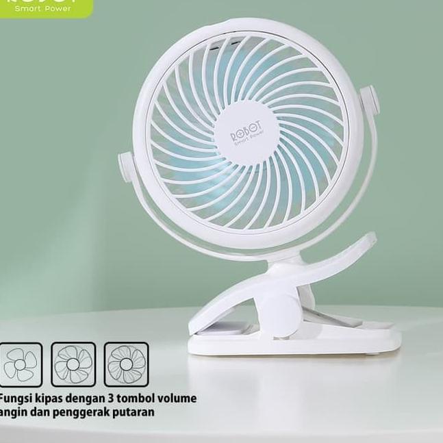 KIPAS ANGIN MINI PORTABLE ROBOT RT-BF10 Cleanable 720 Rotating ORIGINA - Putih