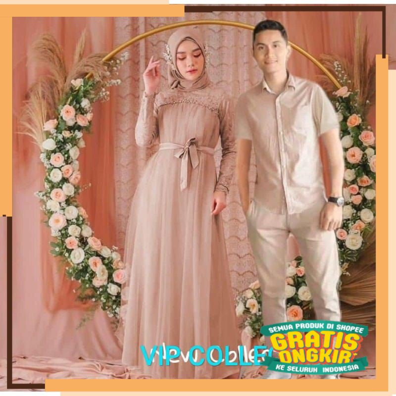 MODEL TERKINI NATAL AC - Couple Mikayla/Dress Muslim/Baju Pasangan Muslim/Gamis Muslimah Terbaru/Gau