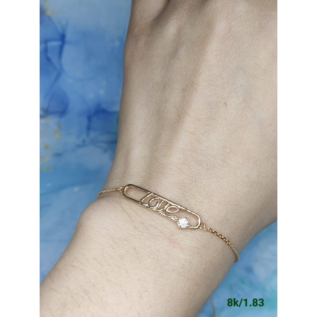 Gelang serut yt motif love kadar 375 ringan wanita lucu imut cocok untuk kado