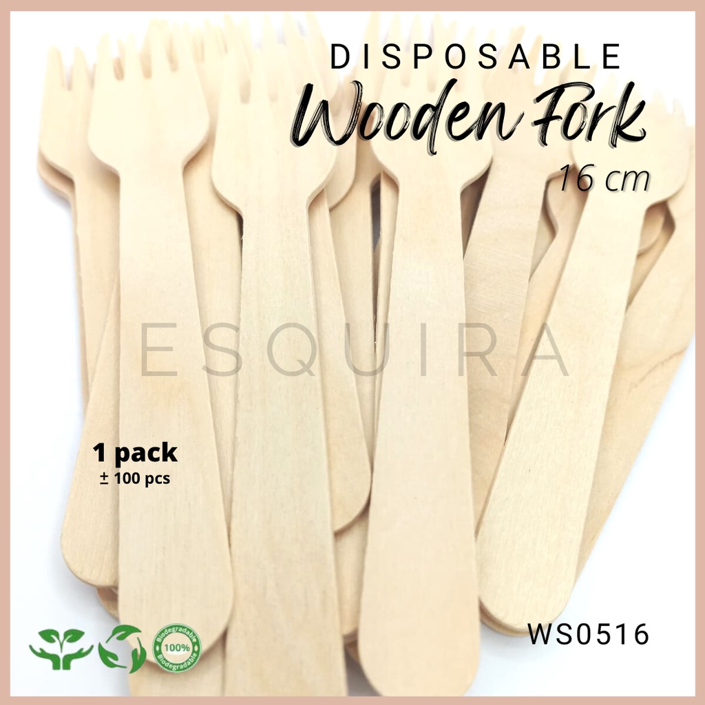 Wooden Fork / Garpu Cake / Garpu Kayu 16 Cm / 100 Pcs / WS0516