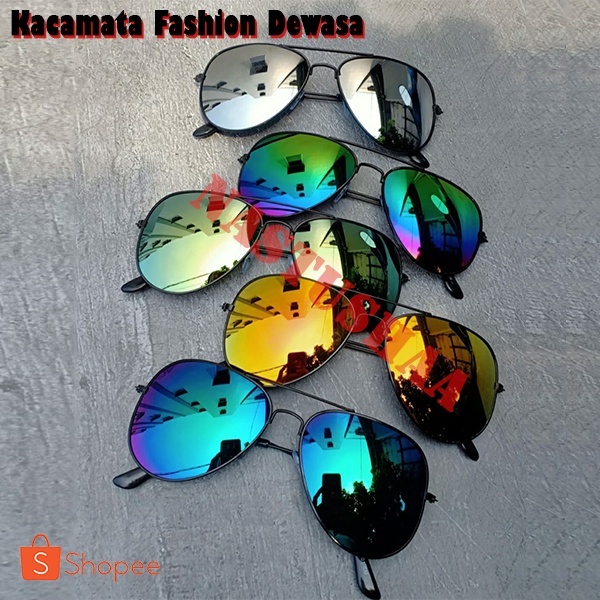 kacamata hitam fashion aviator pria wanita colorful mirror sunglasses unisex kaca mata gaya terlaris